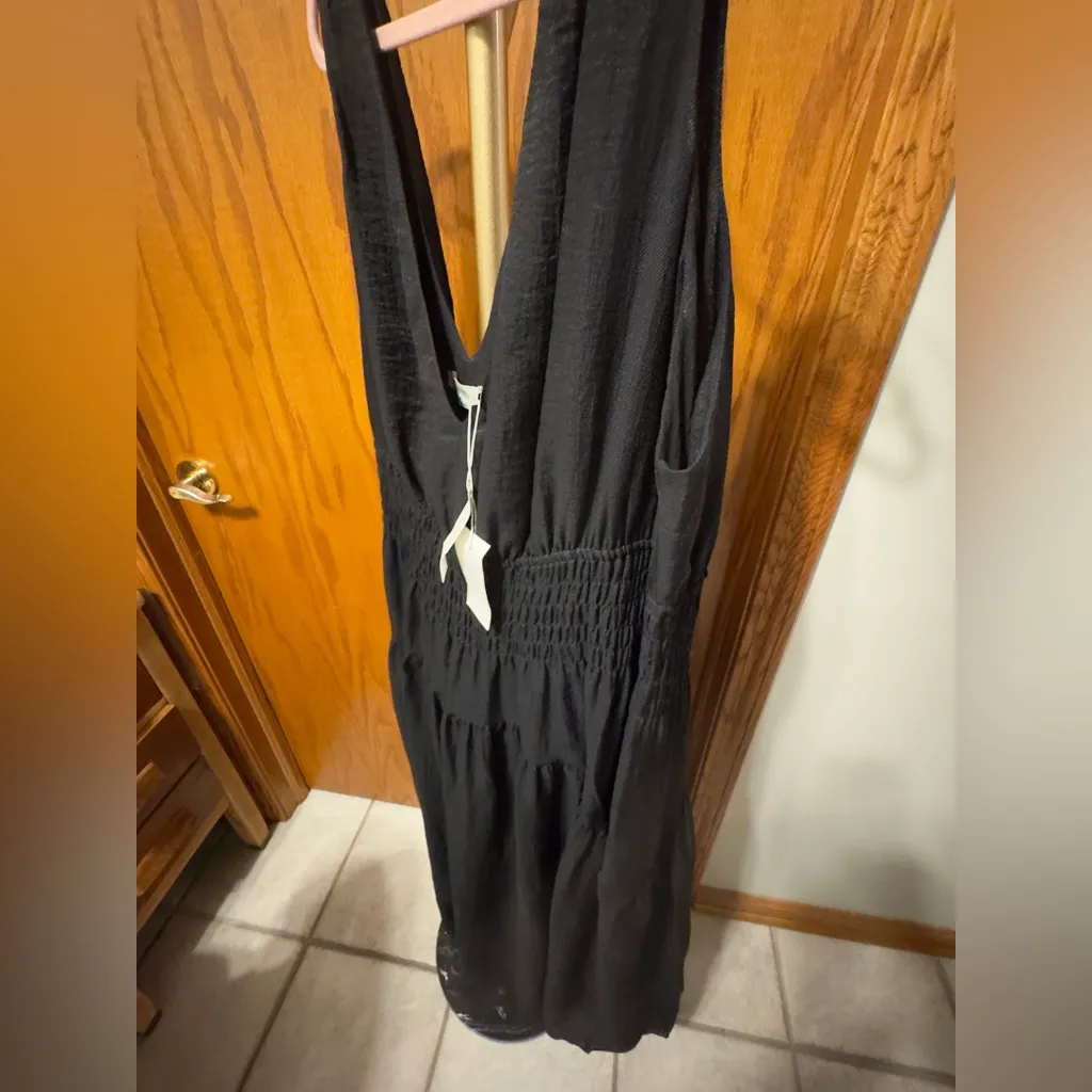 Vince smocked midi dress v neck tiered a-line black fit & flare size 3X NWT - Image 9