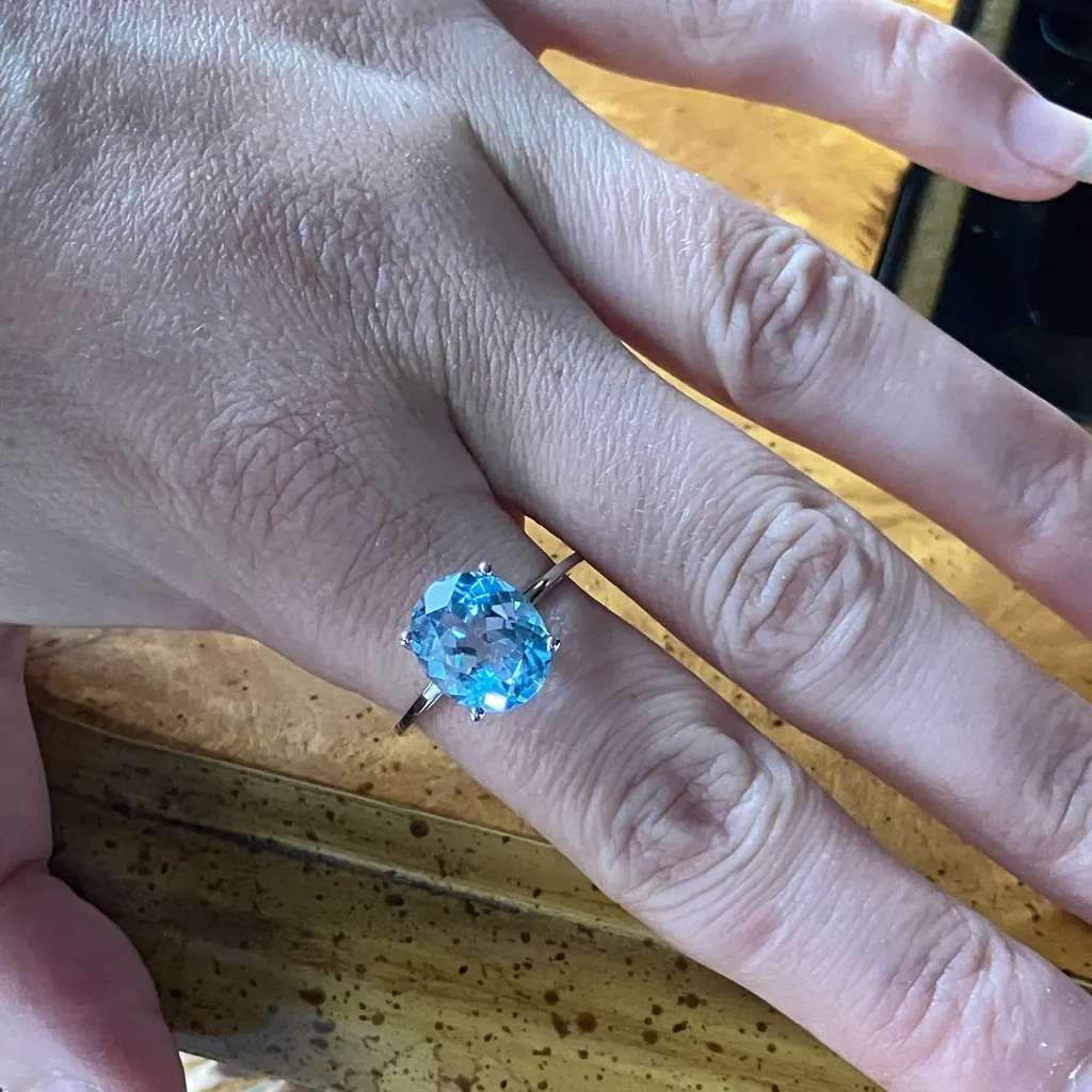 Natural Sky Blue Topaz Sterling Silver Ring Size 9 - Image 4