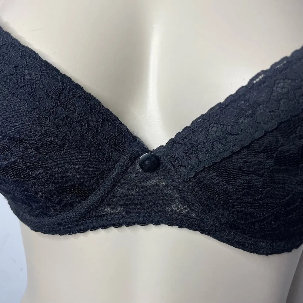 Rampage Intimates Bra 34D Black Lace Floral Lined Underwire Padded Feminine - Image 2