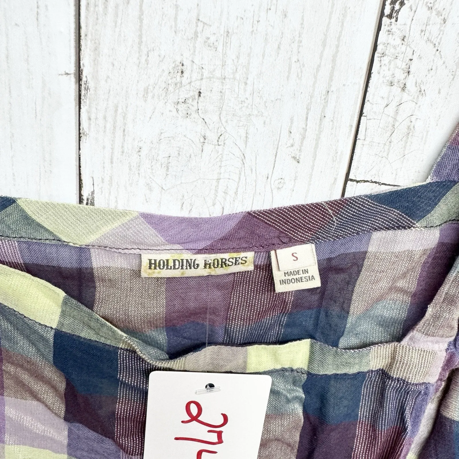 Anthropologie Holding Horses Top Women Size Small Madras Plaid Sleeveless Tank - Image 2