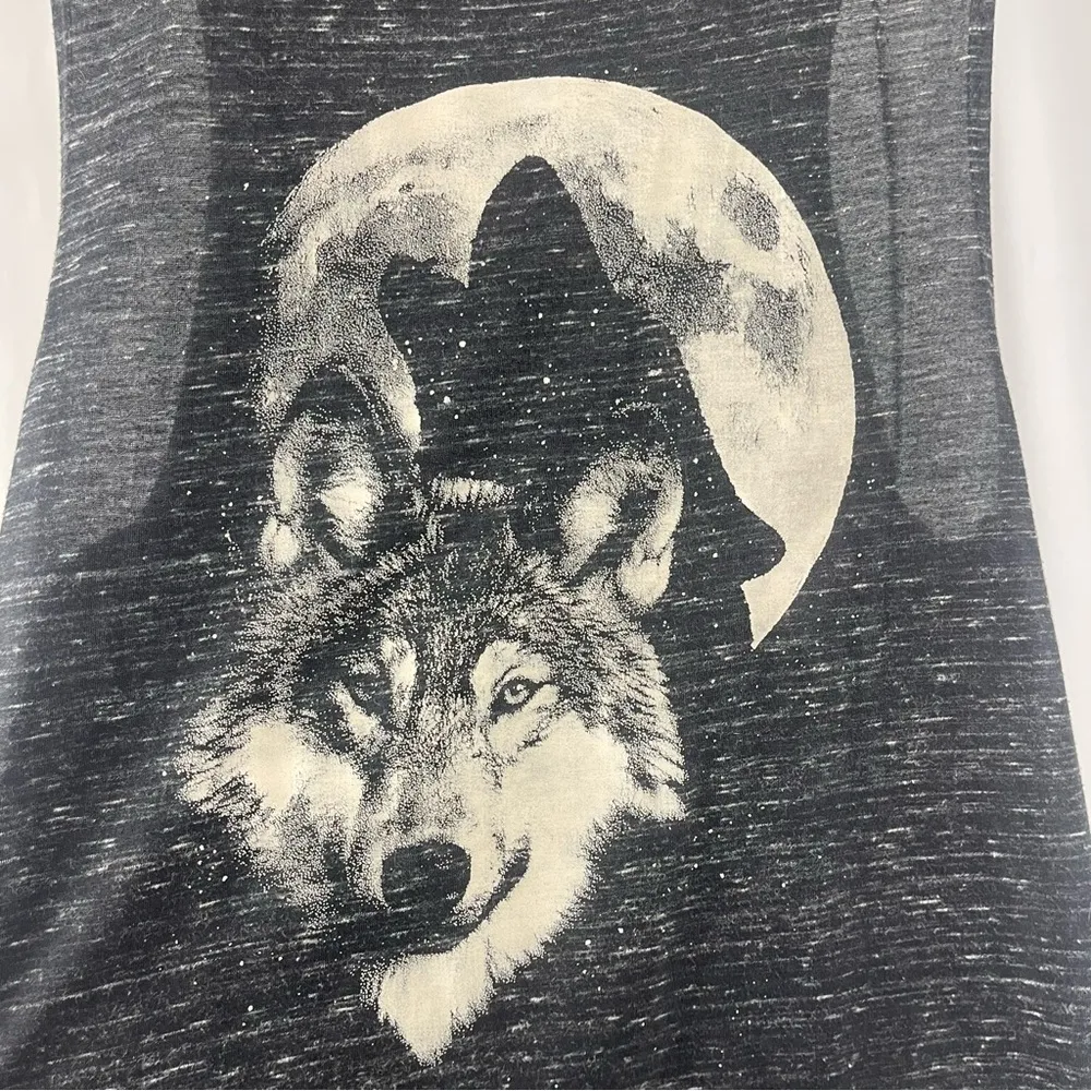 Bella Canvas Large Wolf Moon Muscle Tee Tank Top Boho Grunge Graphic Animal - Image 3