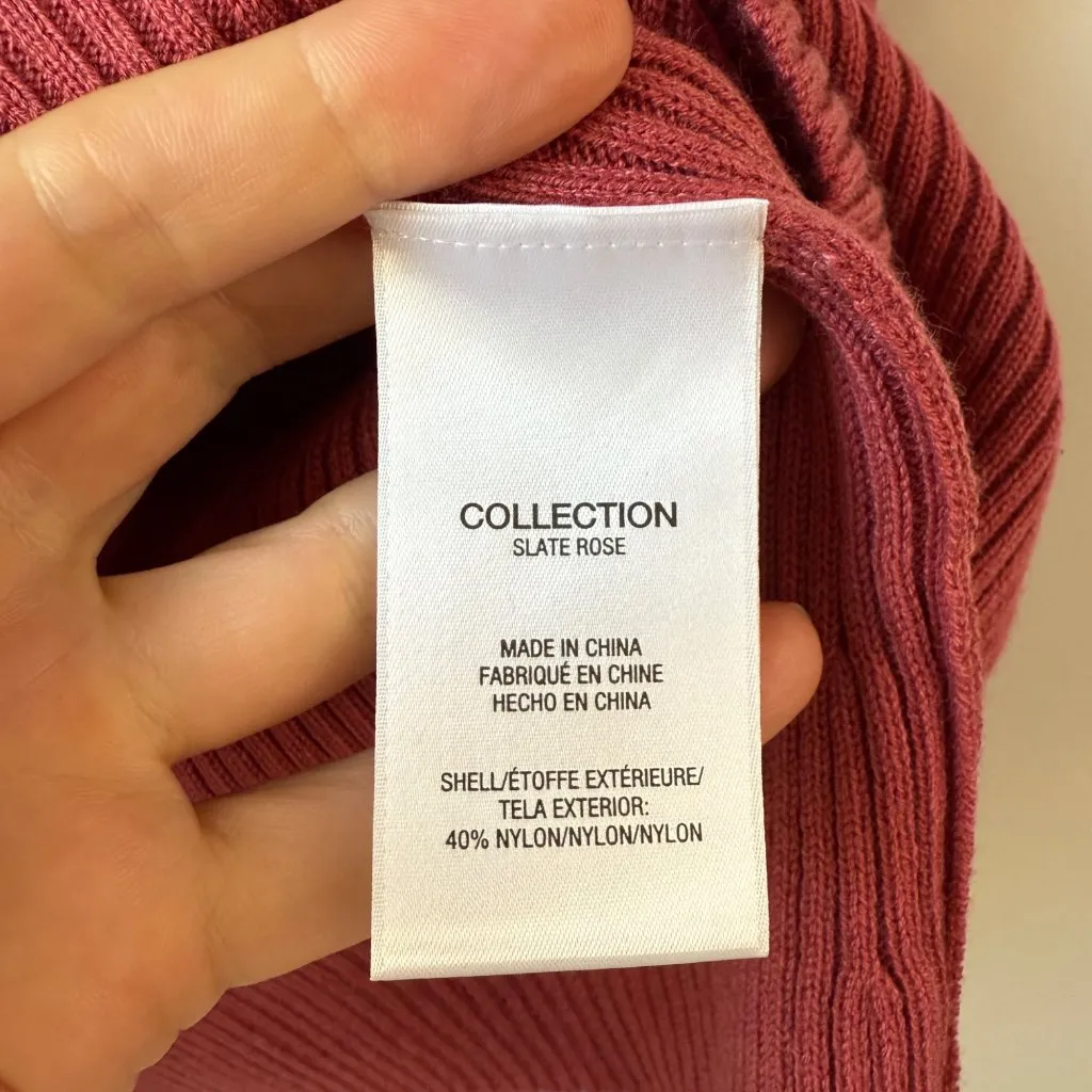 Joe's Jeans Wool Blend Rib Sweater Womens Size S Slate Rose Puff Sleeves‎ Fitted - Image 5