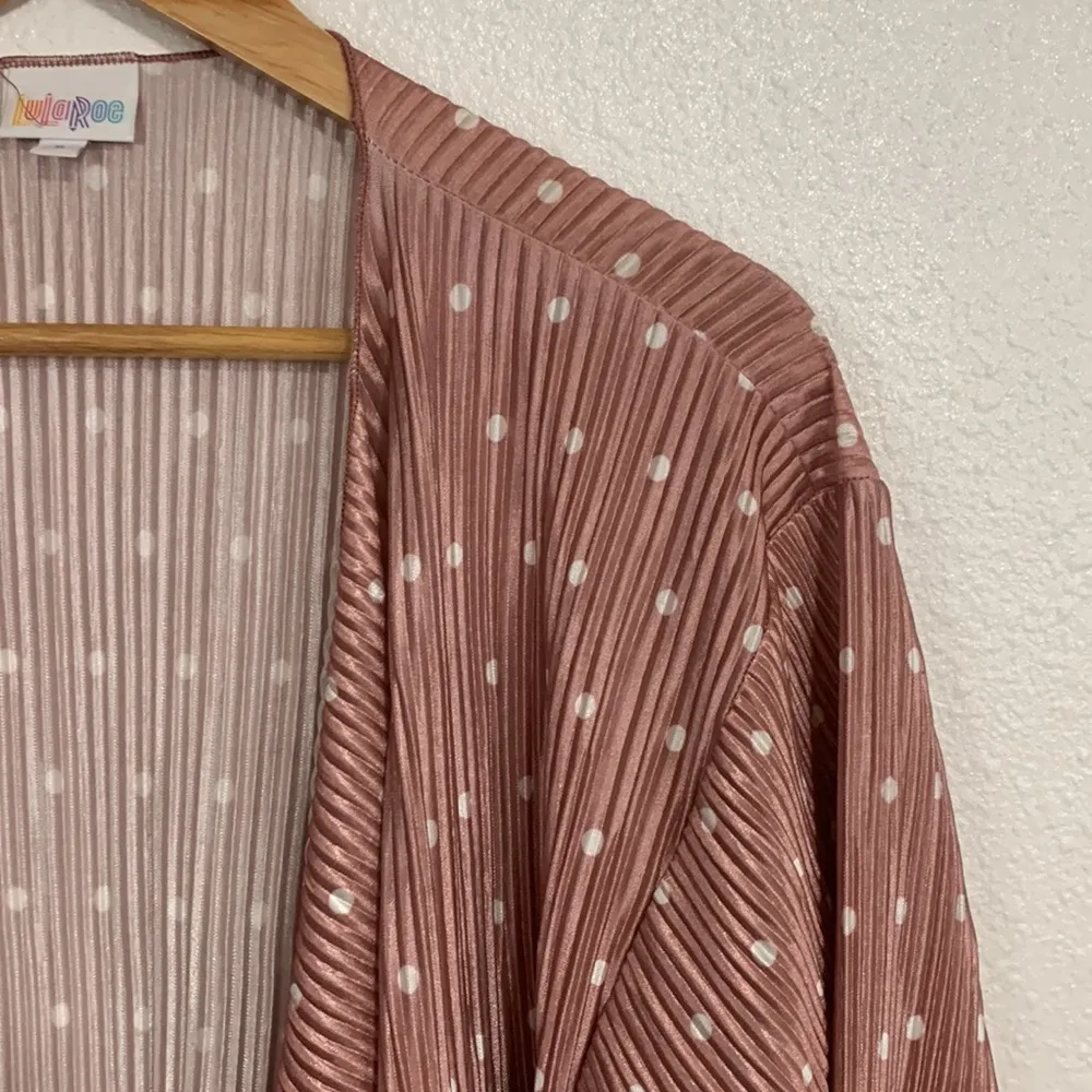 Lularoe Ribbed Pink White Polkadot Shirley Kimono Cardigan Size S - Image 2