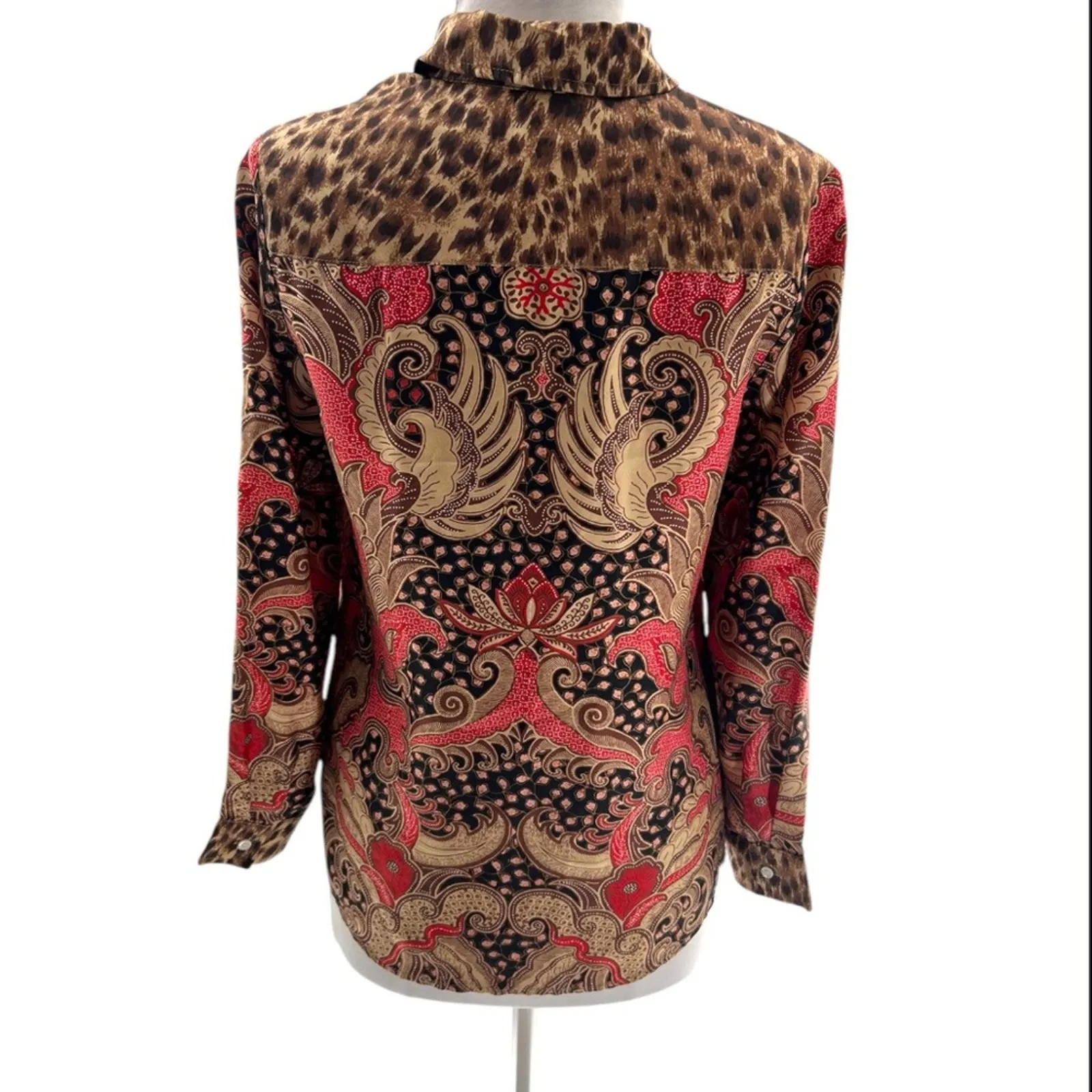 NWOT J. Mclaughlin Darcey Safari Print Long Sleeve Shirt Silk Blend Blouse SZ XS - Image 5