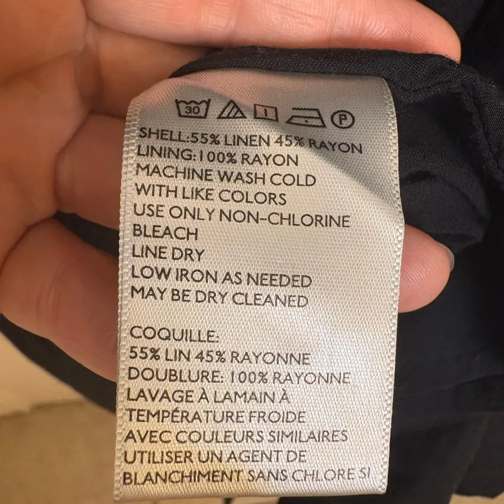 Urban Outfitters Black Linen Button Front Midi Dress Petite S Minimalist Resort - Image 7