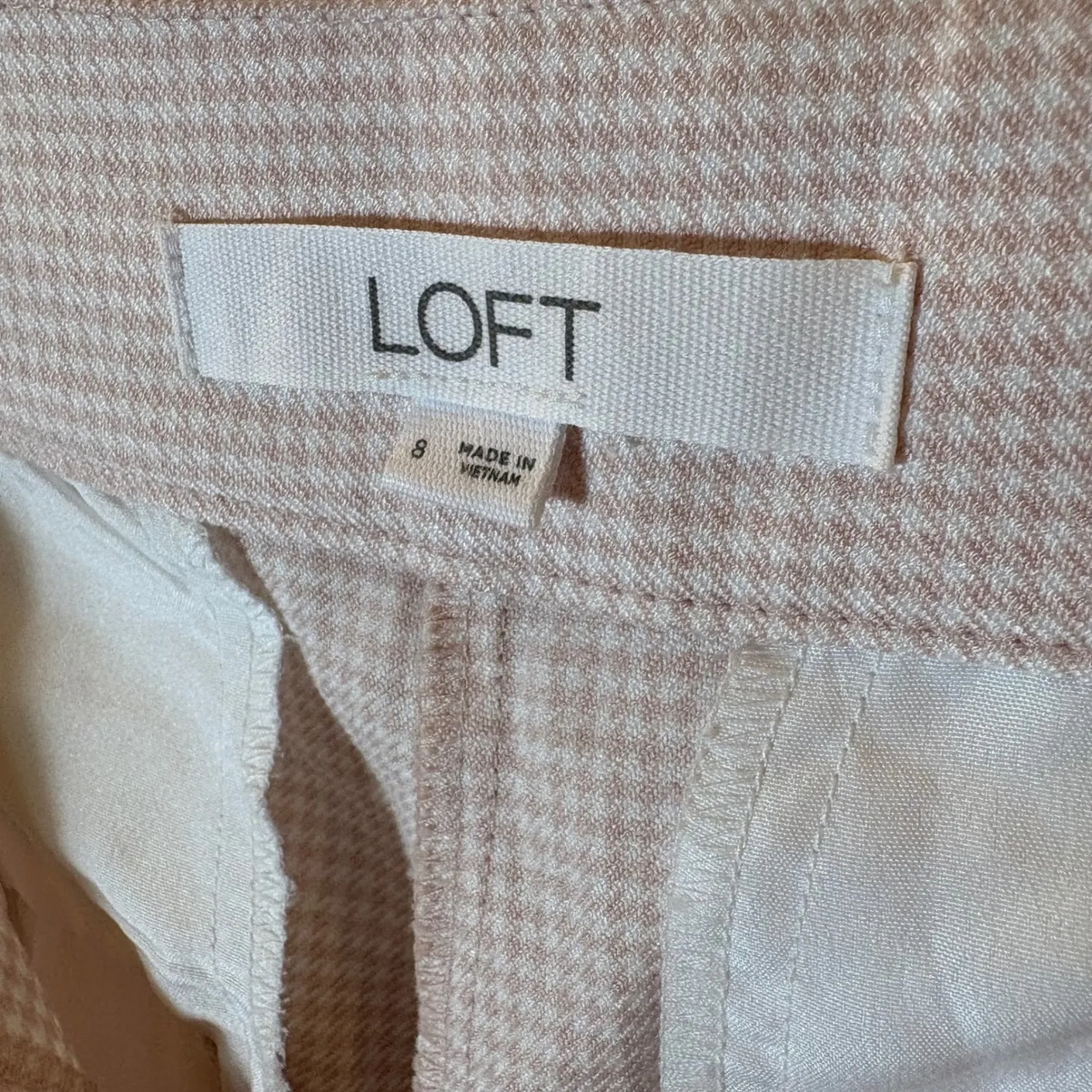LOFT Pink Gingham Ankle Trouser Pants Size 8 - Image 7