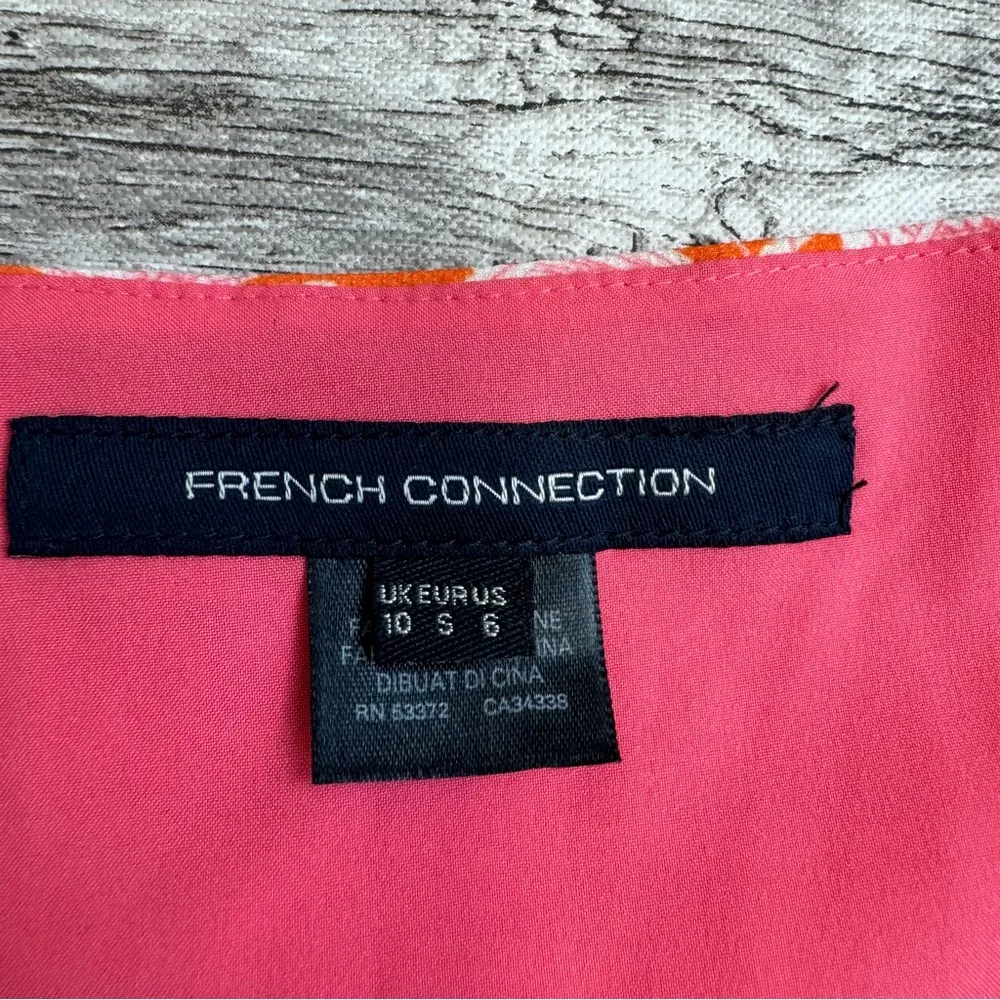 French Connection Women's Cossette Vero Crepe Midi Dress 6 Pink Orange White - Image 9