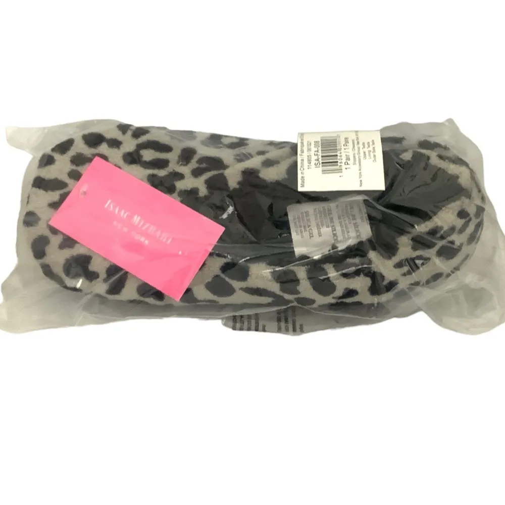 ISAAC MIZRAHI Slippers Plush Animal Print Sherpa Lined Women’s Large Grey Black - Image 7