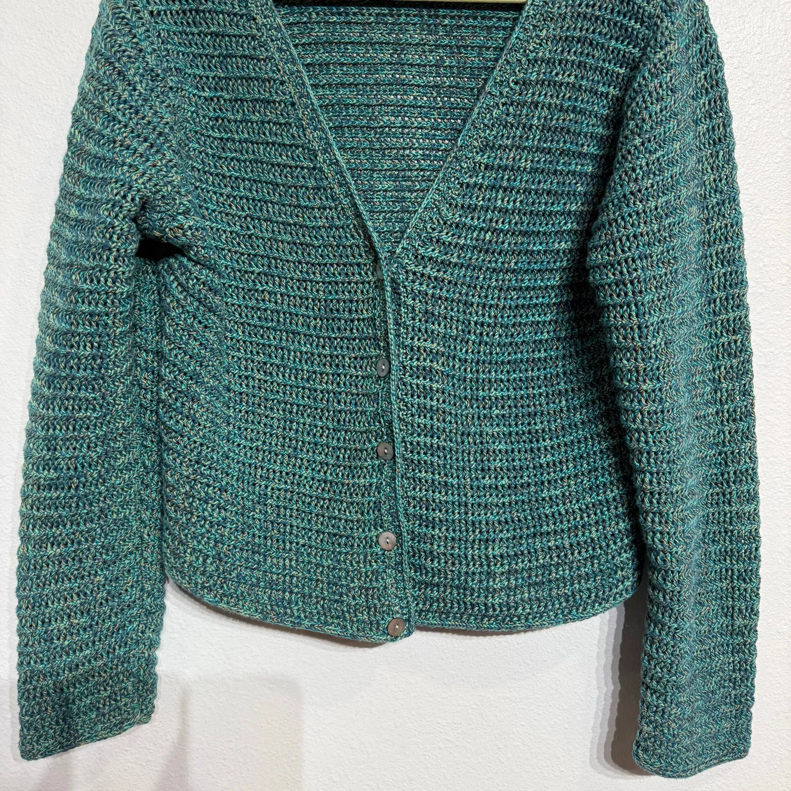 Vince Green Marled Knit Crop Cardigan Sz XL - Image 4