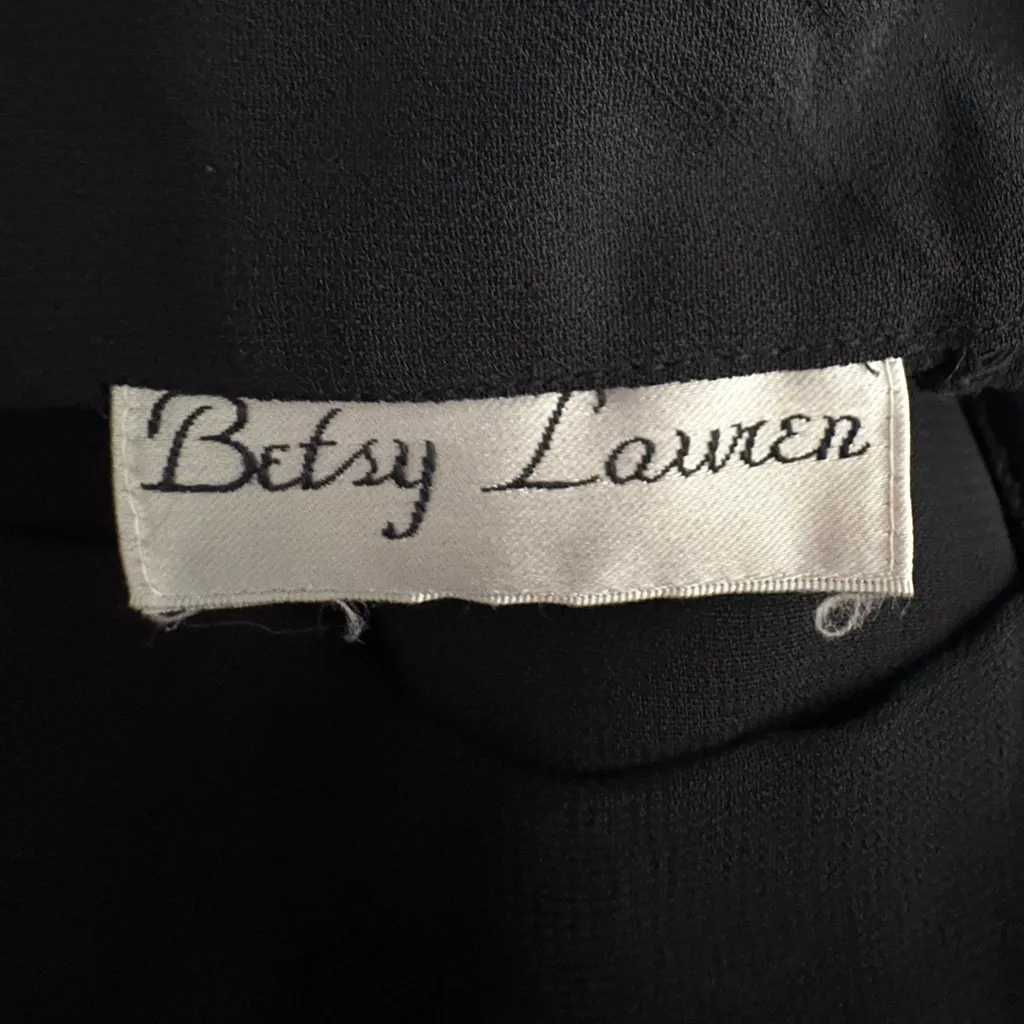 Betsy Lauren Black 3 Layer Dress Pants with Beaded Floral Accents Size 6 - Image 4