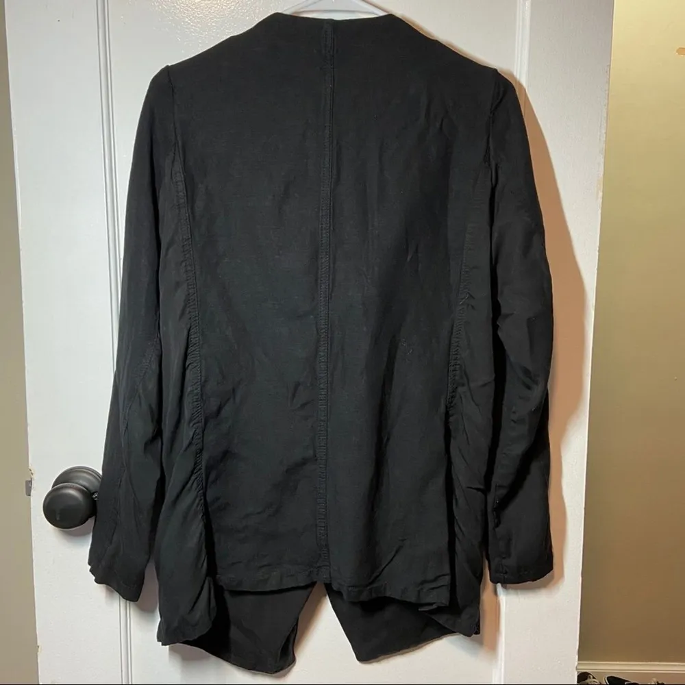 Blank NYC Black Linen/Tencel Drape Jacket Wrap S - Image 4