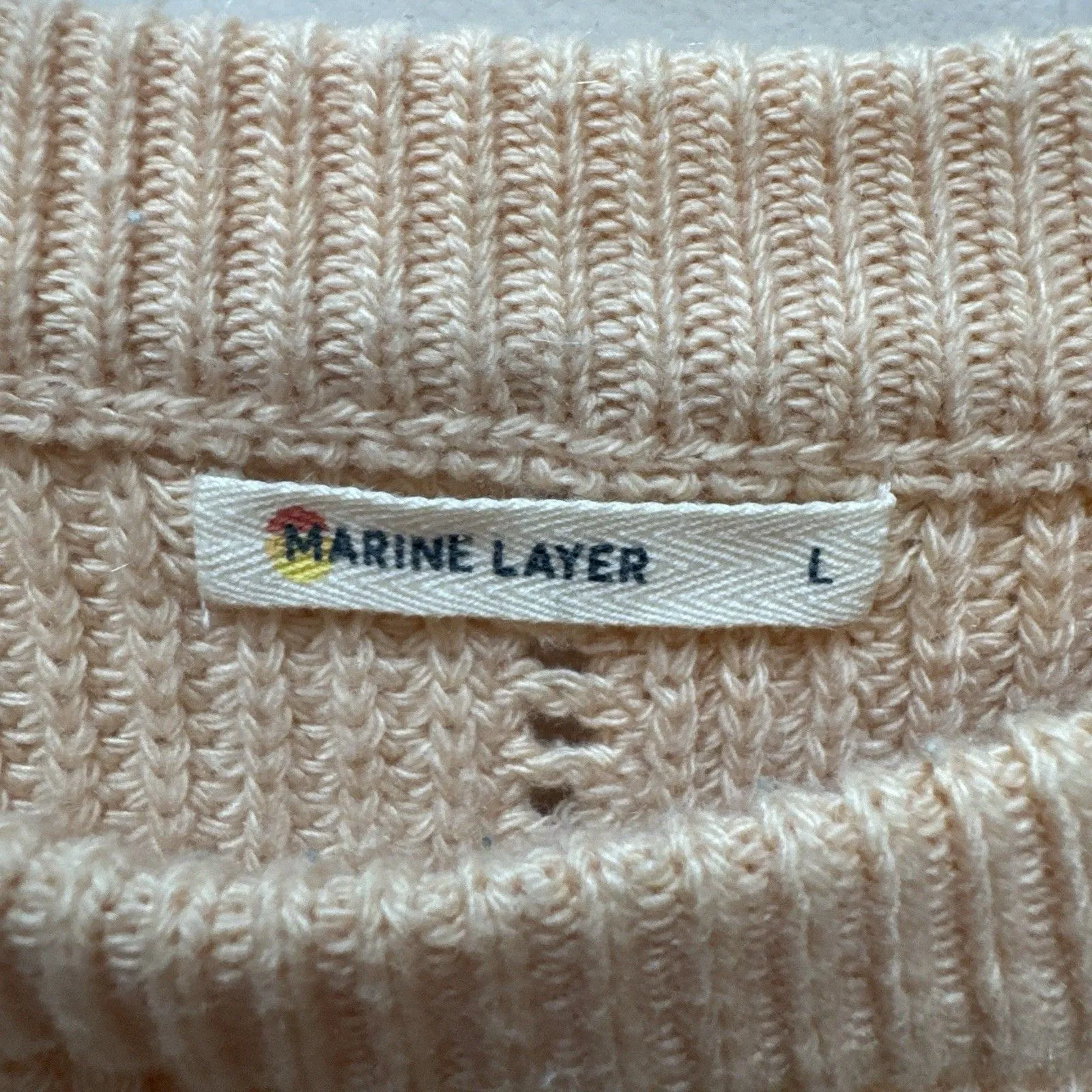 Marine Layer Knit Sweater Women Size L Orange Chevron Open Knit Long Sleeve - Image 4