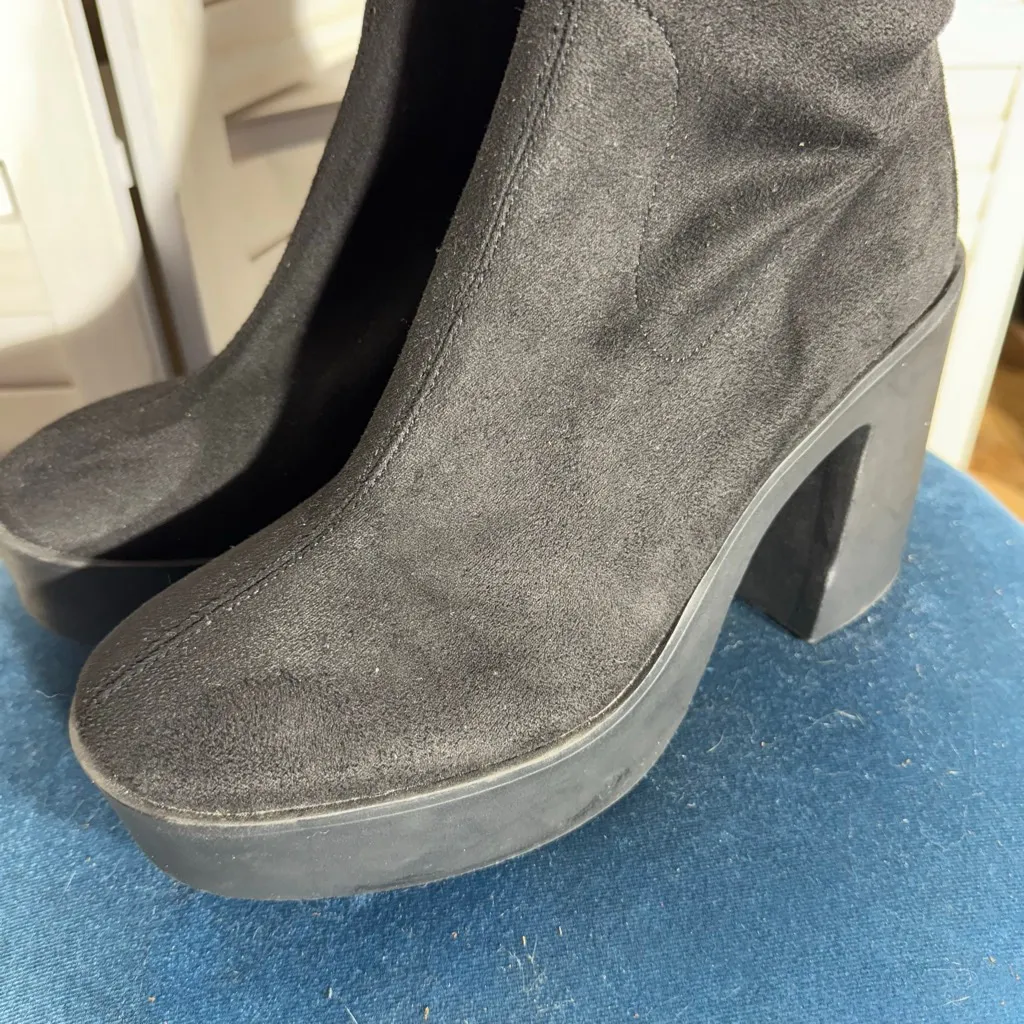 Steve Madden genuine suede leather gray over the knee boots sz 11 - Image 11