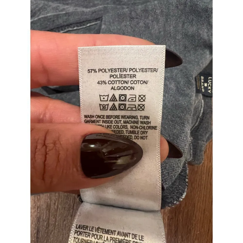 NWT Lucky Brand Men's Venice Burnout Notch Neck Tee Shirt M - Image 6