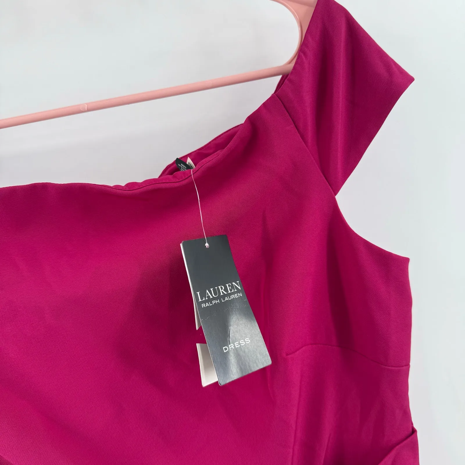 LAUREN RALPH LAUREN Dress Size 10 Cocktail NWT Fuchsia Berry Off the Shoulder - Image 10