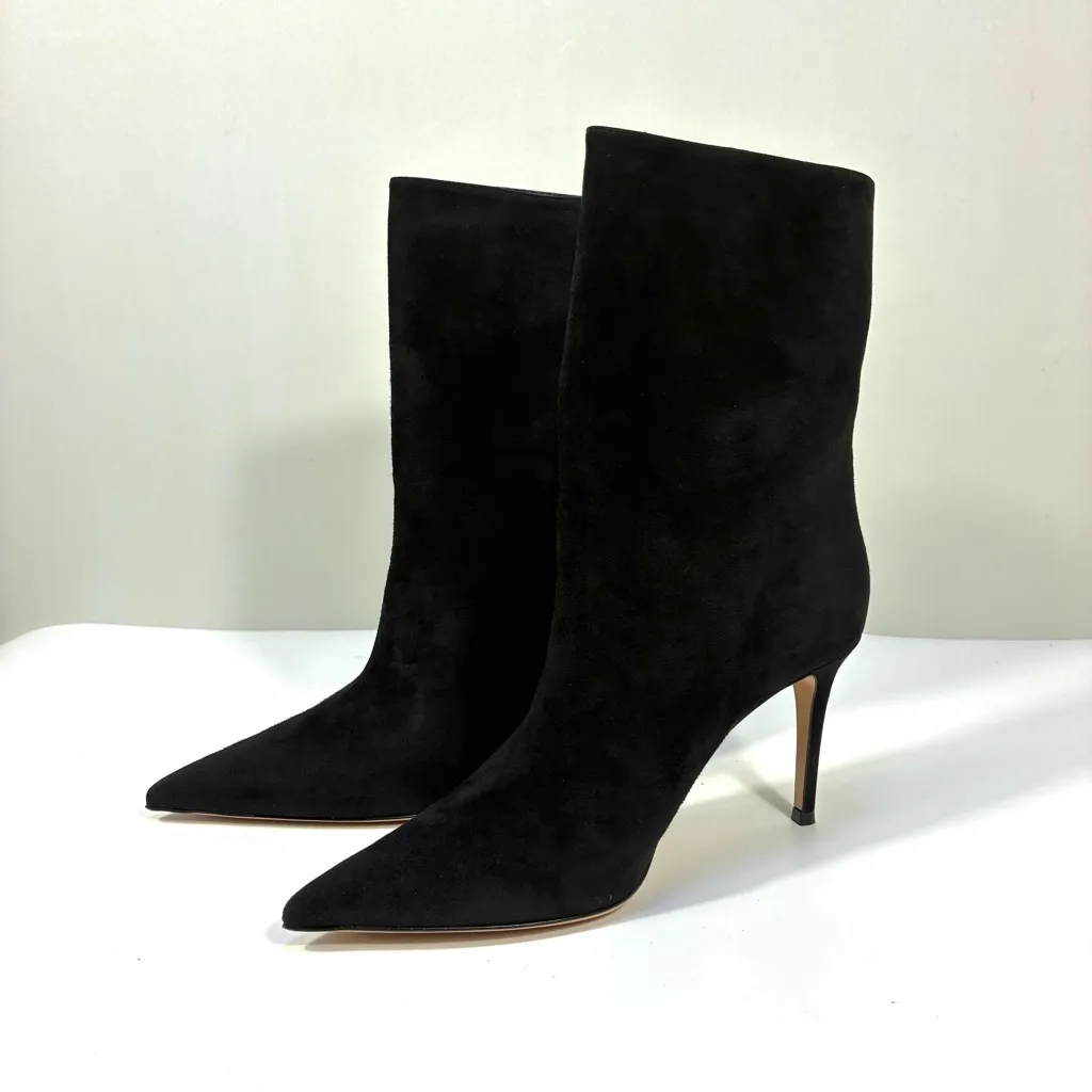 Gianvito Rossi Camoscio Stivale Pointed Toe Bootie Boots Black 39.5 EU NEW Suede - Image 12