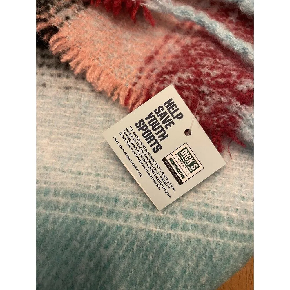 Blanket Scarf DICKS SPORTING GOODS Women's Oversized Green/Berry Striped NEW - Image 3