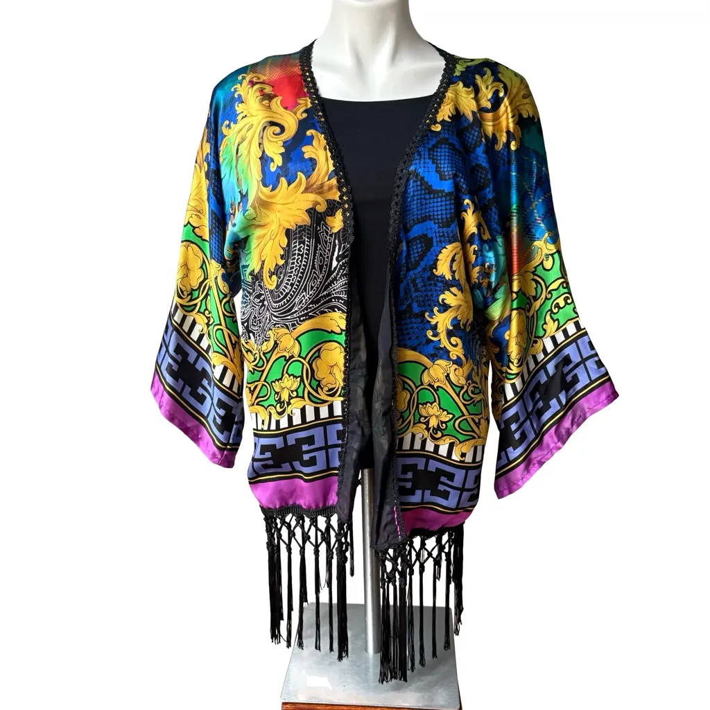 NWT, Sauvage Swim Silk Kimono, One Size Blue Size undefined - Image 3