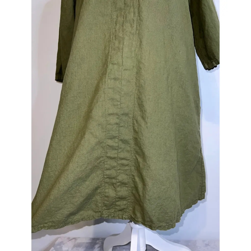 Women's Terzo Millennio Olive Green Linen Tunic Dress Size L Size L - Image 8