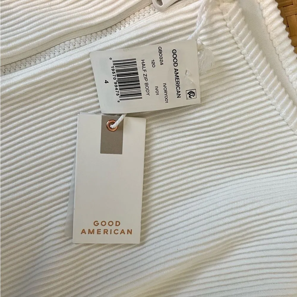 Good‎ American half zip bodysuit in white ribbed - Image 4