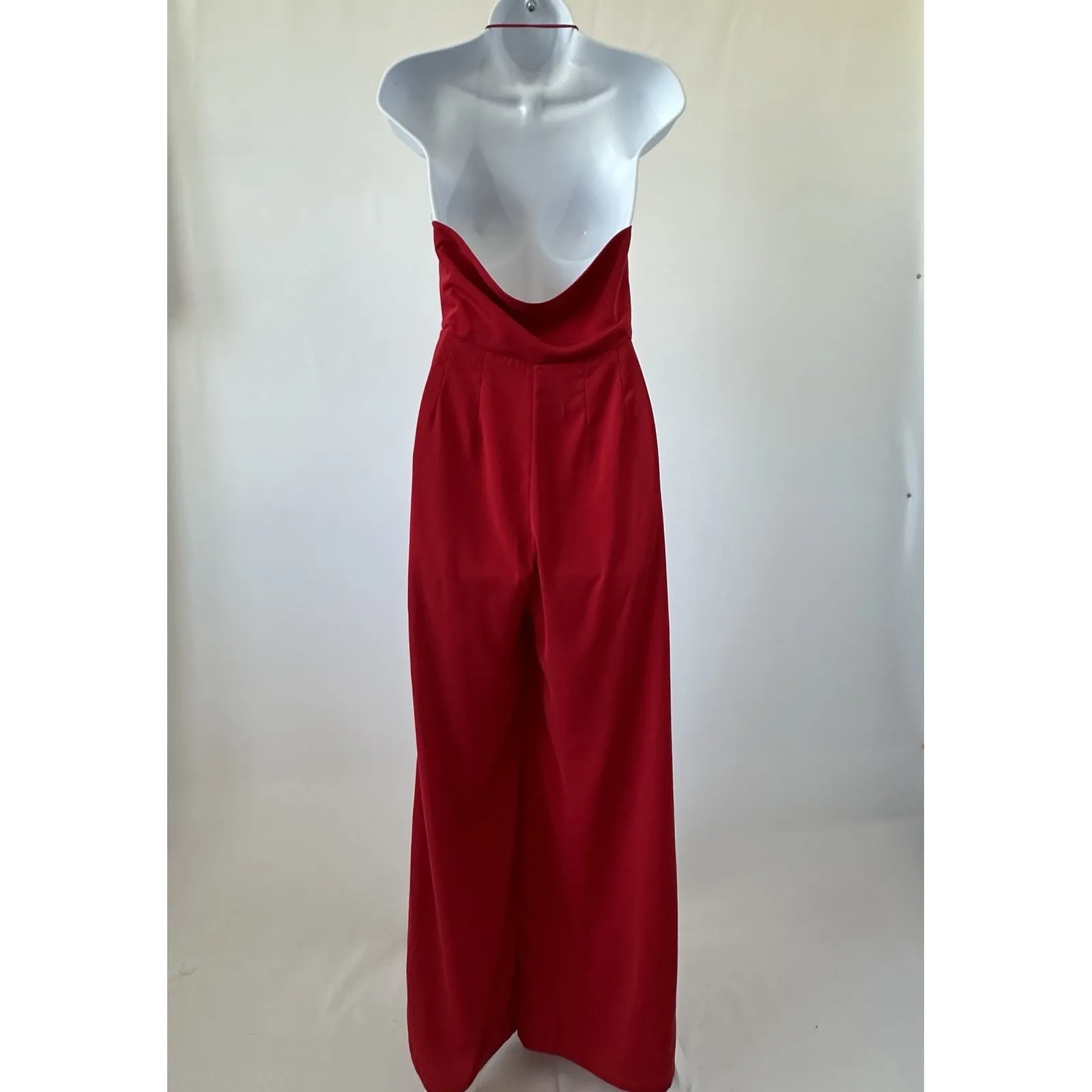Urban Outfitters Women's Red Surplice Halter Jumpsuit, Sz: 4 (b9) - Image 2
