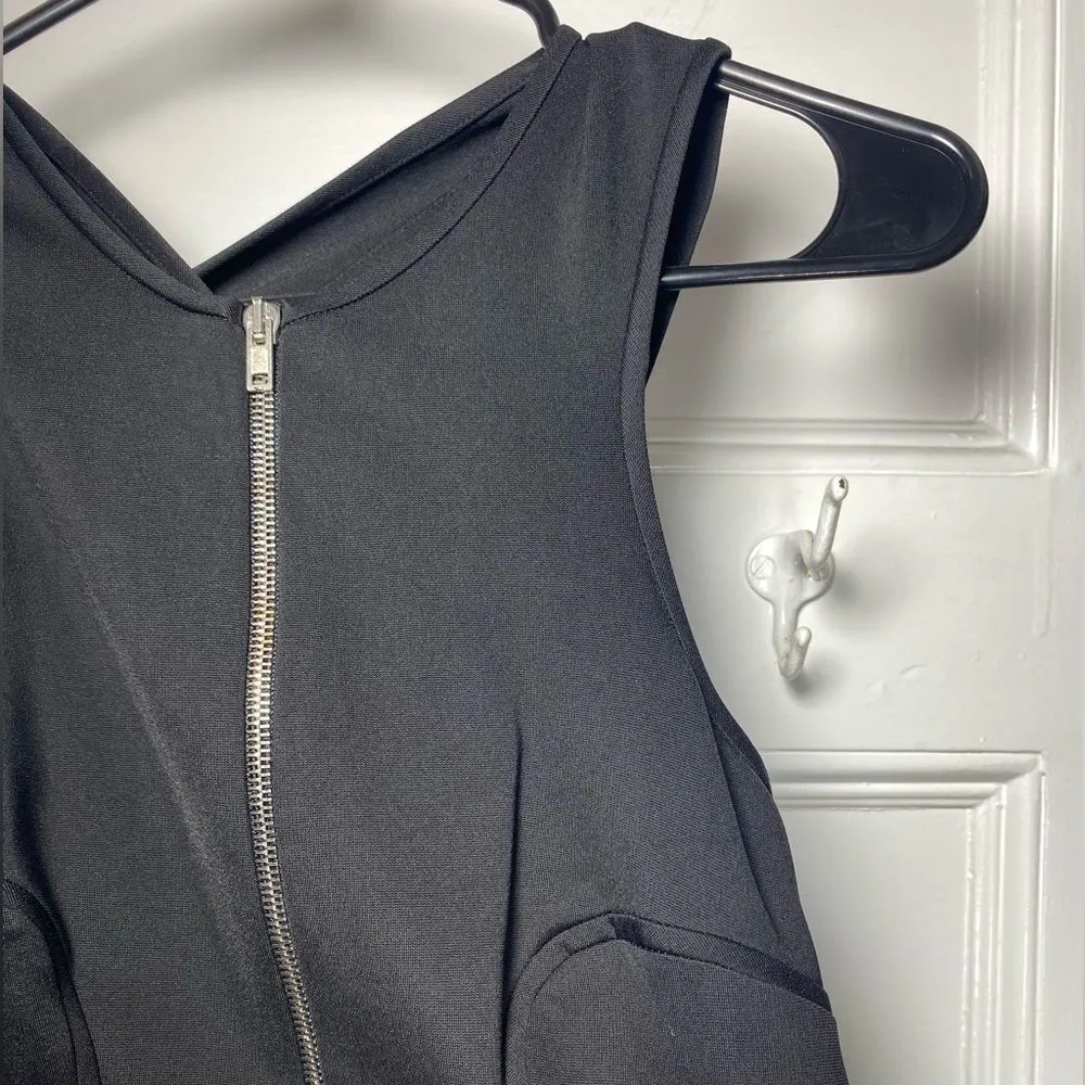 ALEXANDER WANG Bodycon Zipper Front Ponte Mini Dress Crisscross Back Black Sz 6 - Image 7