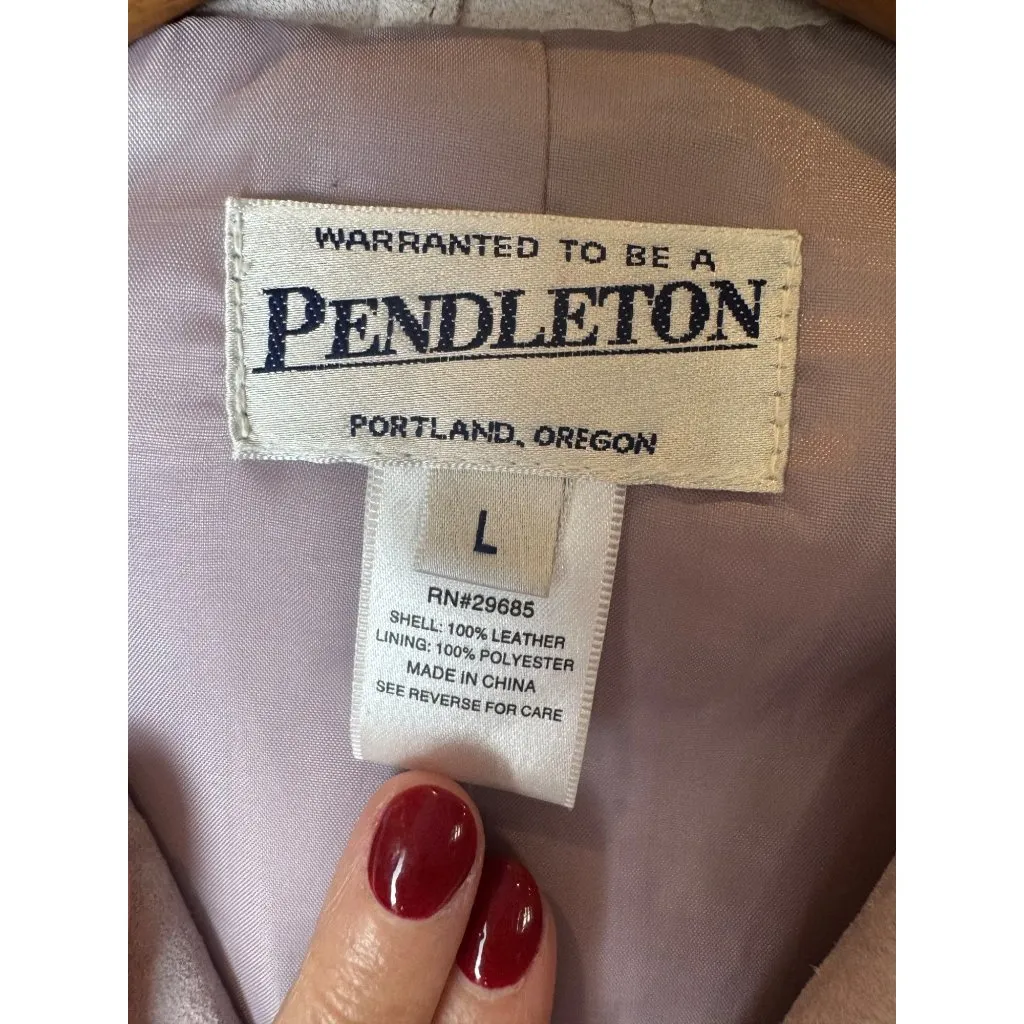 Pendleton Blazer Women Large Purple Lilac Leather Single Breasted Jacket Outdoor - Image 7