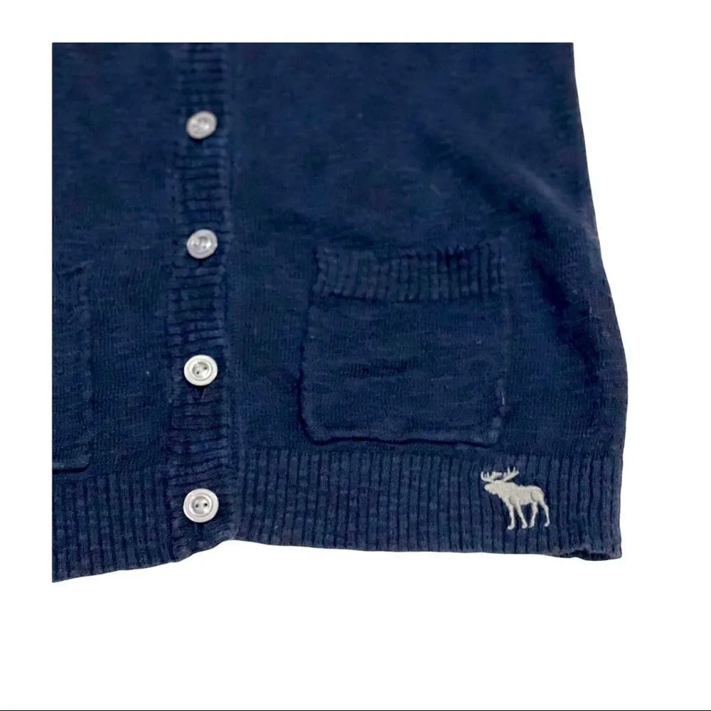 Abercrombie and Fitch Navy Blue Long Sleeve Sweater Size Small - Image 3