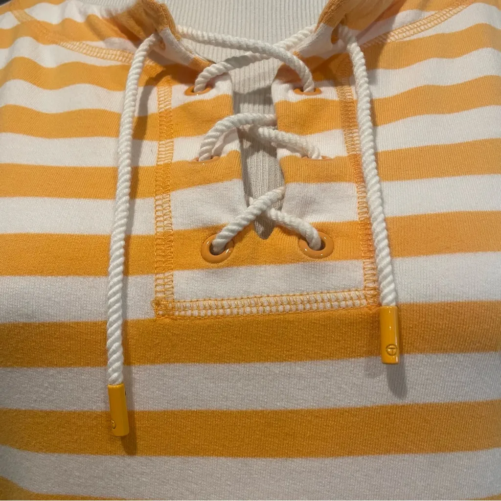 T by Talbots Lace Up Dress Size XS Yellow Ace Stripe Vacation Preppy Nautical - Image 11