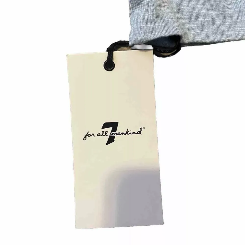 7 Seven For All Mankind Blue Smocked Mock Neck Puff Shoulder Top Size XS NWT - Image 2