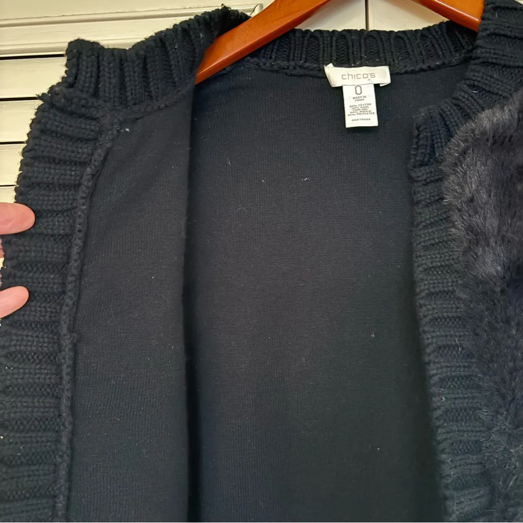 Chico's  Elegant Black Vest Cotton, Wool - Image 8