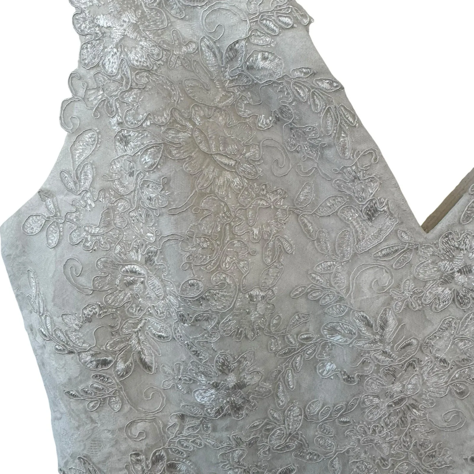 NEW Lulus White Embroidered Lace ,Tulle Mermaid Maxi Dress Sleeveless Size Small - Image 7