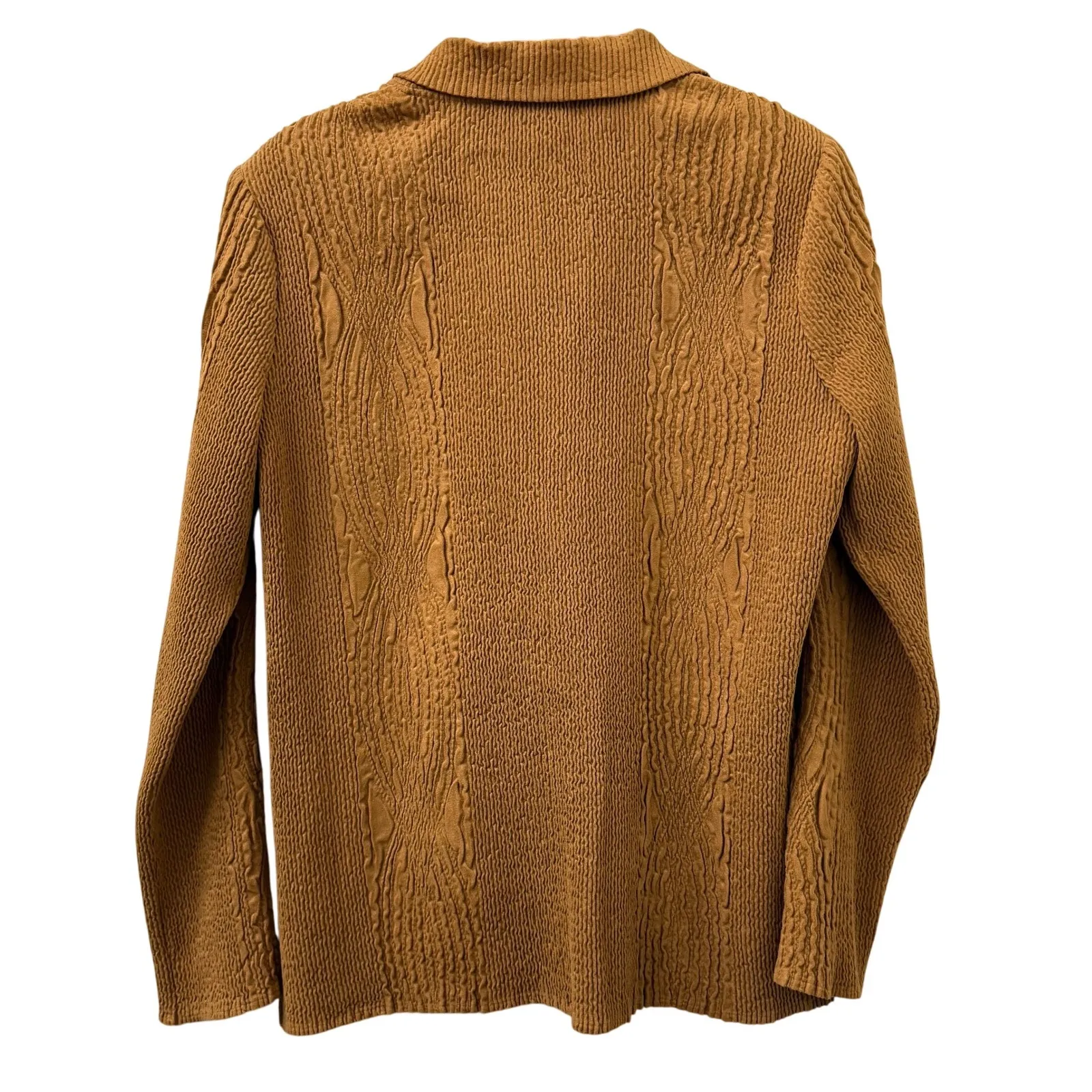 Flair M Textured Blazer Jacket‎ Brown Knit Career Office Shoulder Pads Retro 70s Size M - Image 5