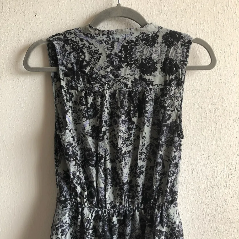 Rebecca Taylor Dress Silk V Neck Floral Blue Grey White Dress Sz 4 EUC - Image 11
