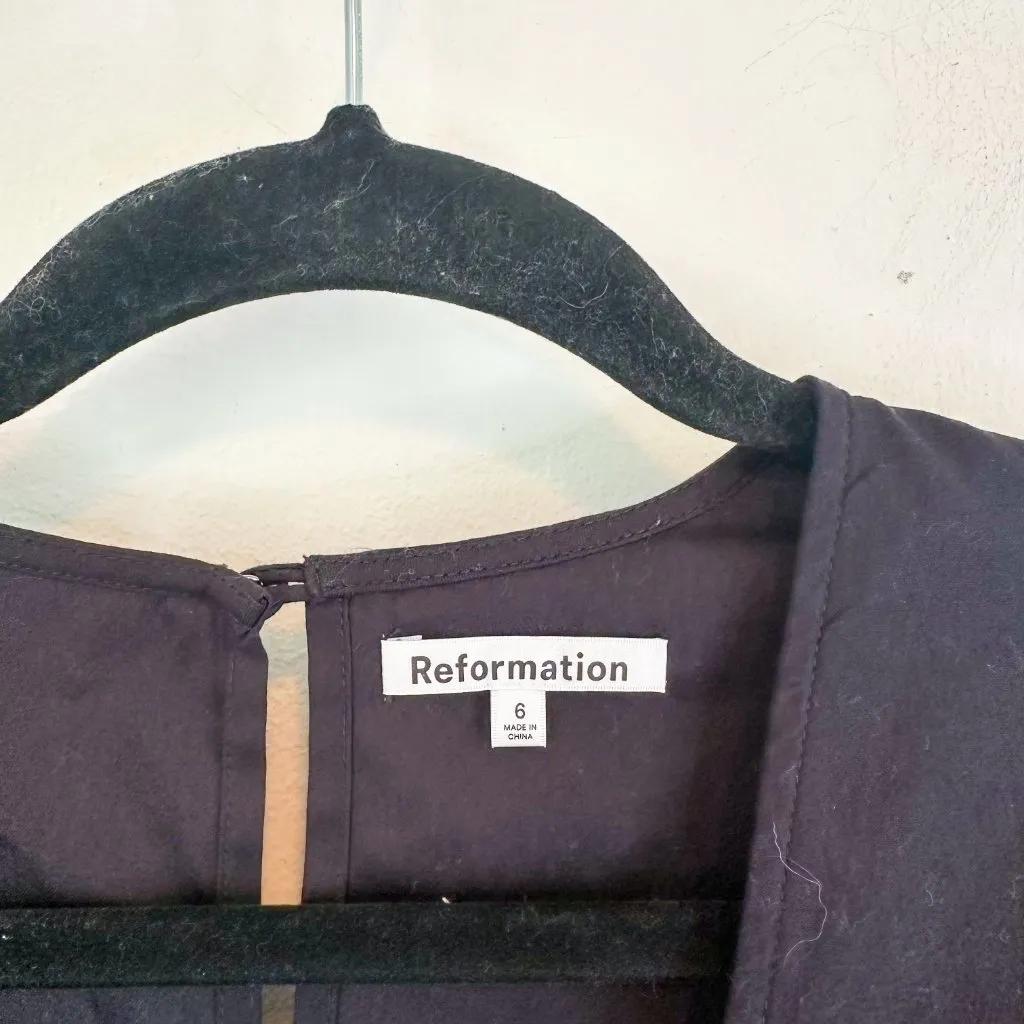Reformation | Caitie Cotton Blend Mini‎ Long Sleeve Dress in Black Size 6 $248 - Image 8