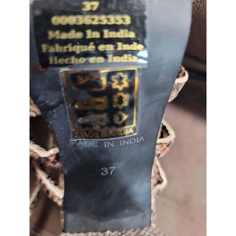 FREE PEOPLE Colette Cinched Heel Sandals in Python, Size 37 - Image 10