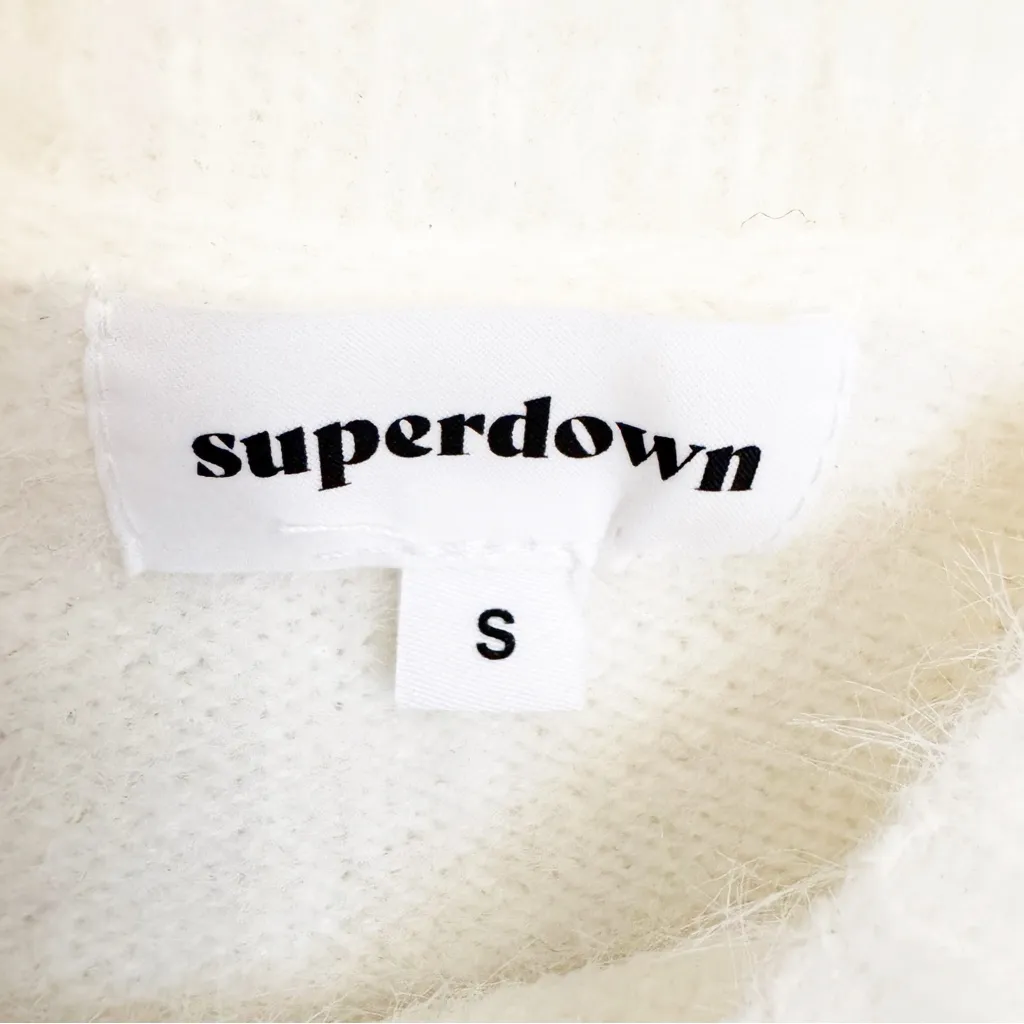 Superdown Revolve Lola Cut Out Fuzzy Knit Sweater Mini Dress White Size S - Image 8