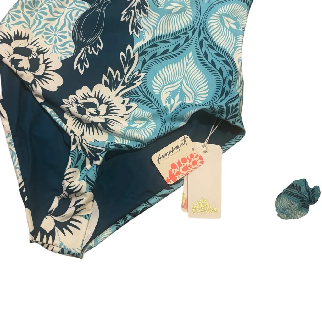 New Agua Bendita x Free People Anthropologie Mei One-Piece Surf Suit Sz M Blue - Image 6