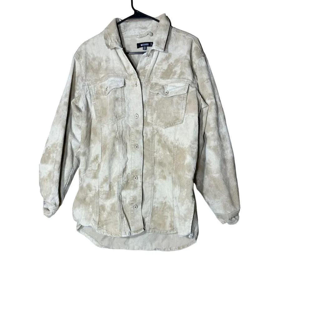 Missguided Corduroy Tie Dye Button Down Shacket Shirt Size 8‎ - Image 3