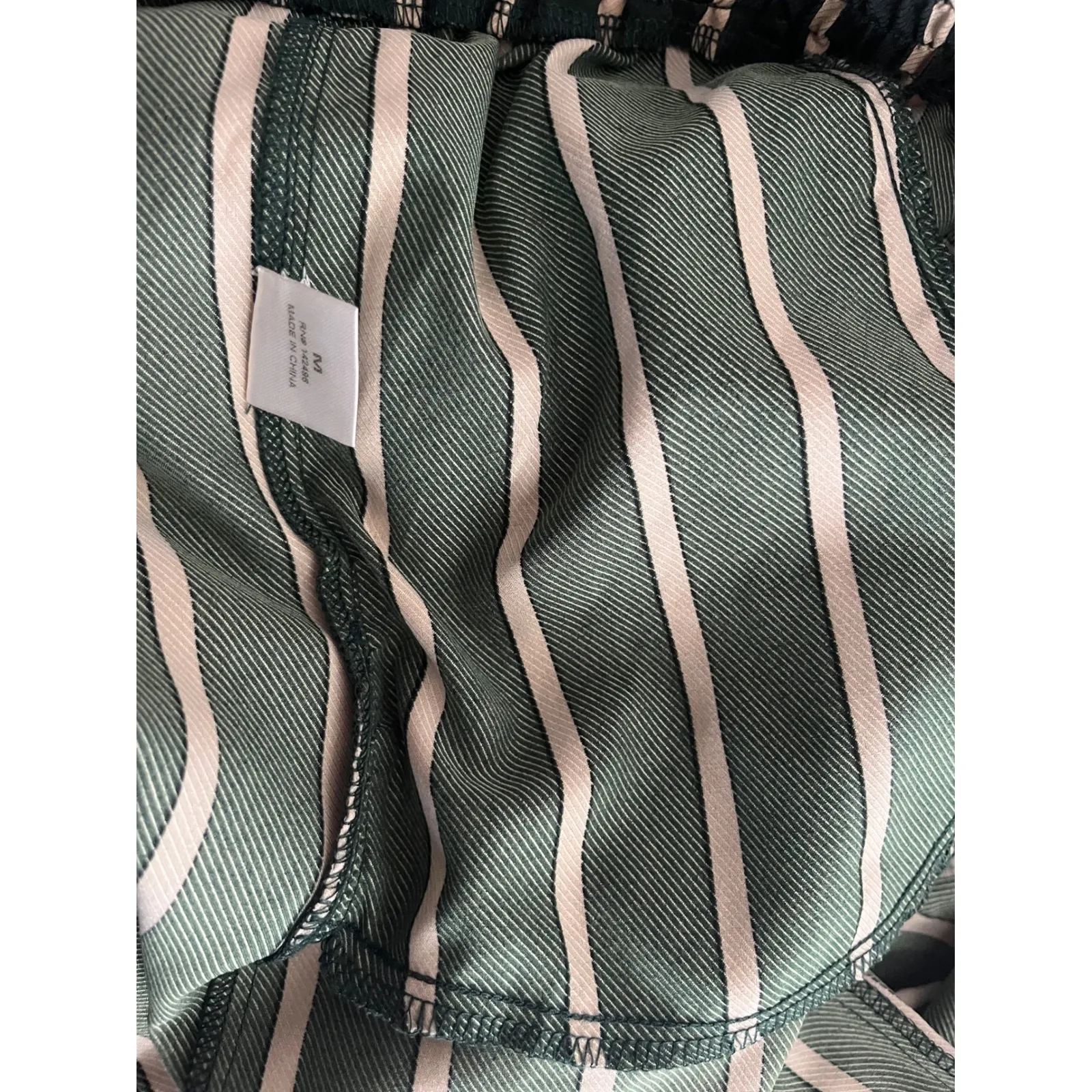 Striped Wide Leg Palazzo Pants, Green & Cream Vertical Stripes, Flowy - Image 14