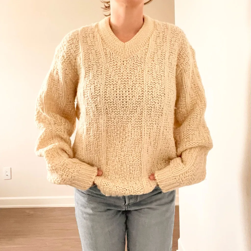 Vintage Hand Knit Wool Himalaya Fisherman Sweater Size M - Image 3