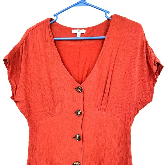 BP.  size small short sleeve button‎ up dress lined red orange - Image 3