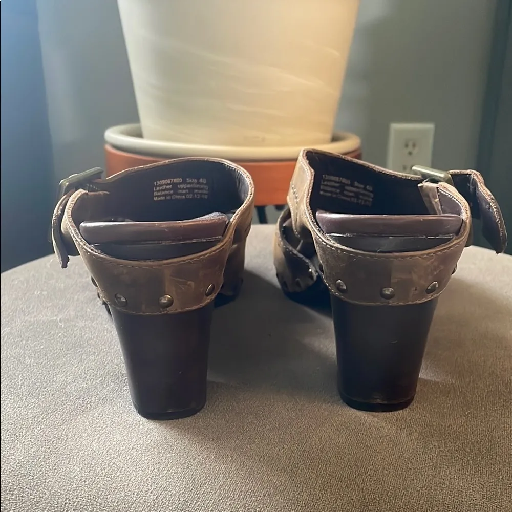 Dansko Ripley Studded Brown Leather Wood Platform Sandal Womens 9.5/40 Euro - Image 6