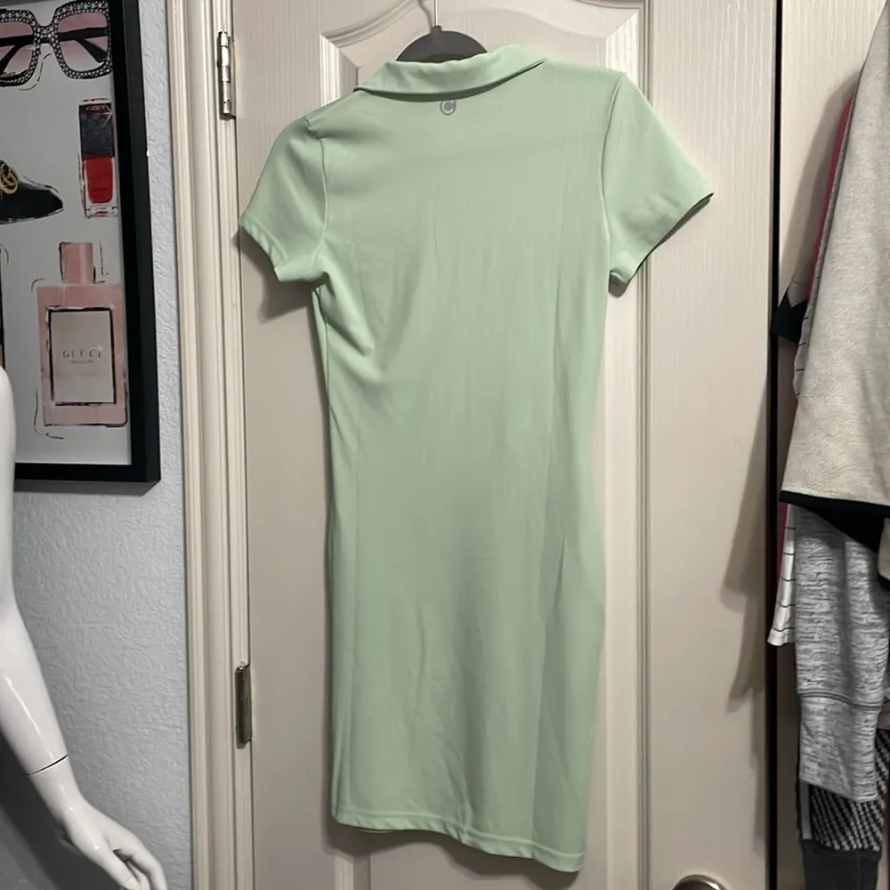 💖 Cameeli Green Ribbed Polo Dress Size M - Image 4