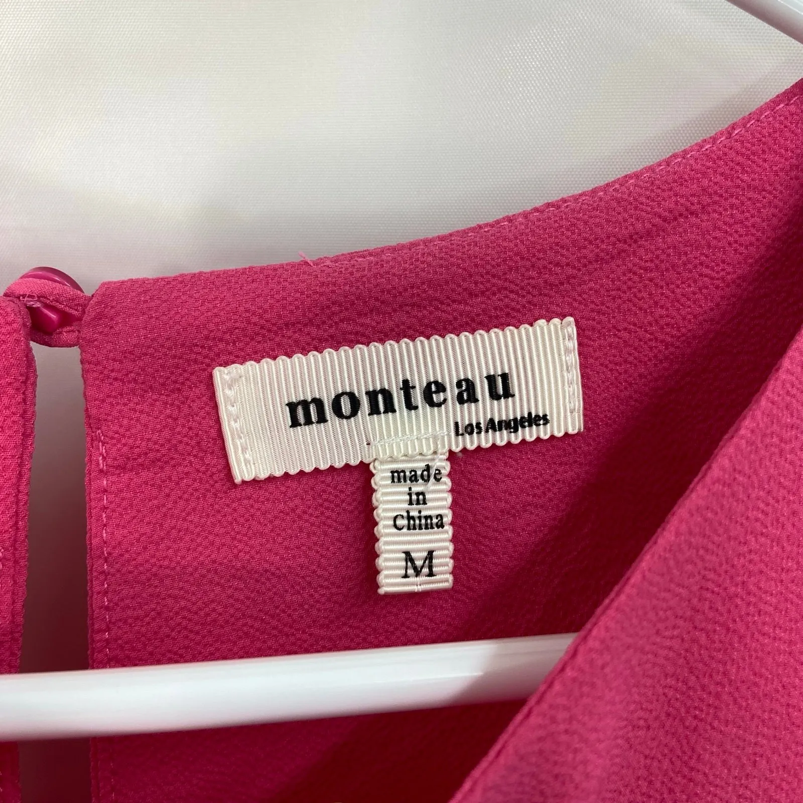 Monteau Los Angeles women's pink ruffle‎ cap sleeve business attire blouse M - Image 3