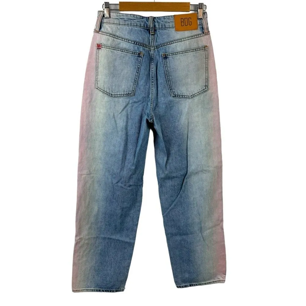 BDG Urban Outfitters High-Waisted Rainbow Baggy Jeans Denim Ombre 90's Size 28 - Image 8