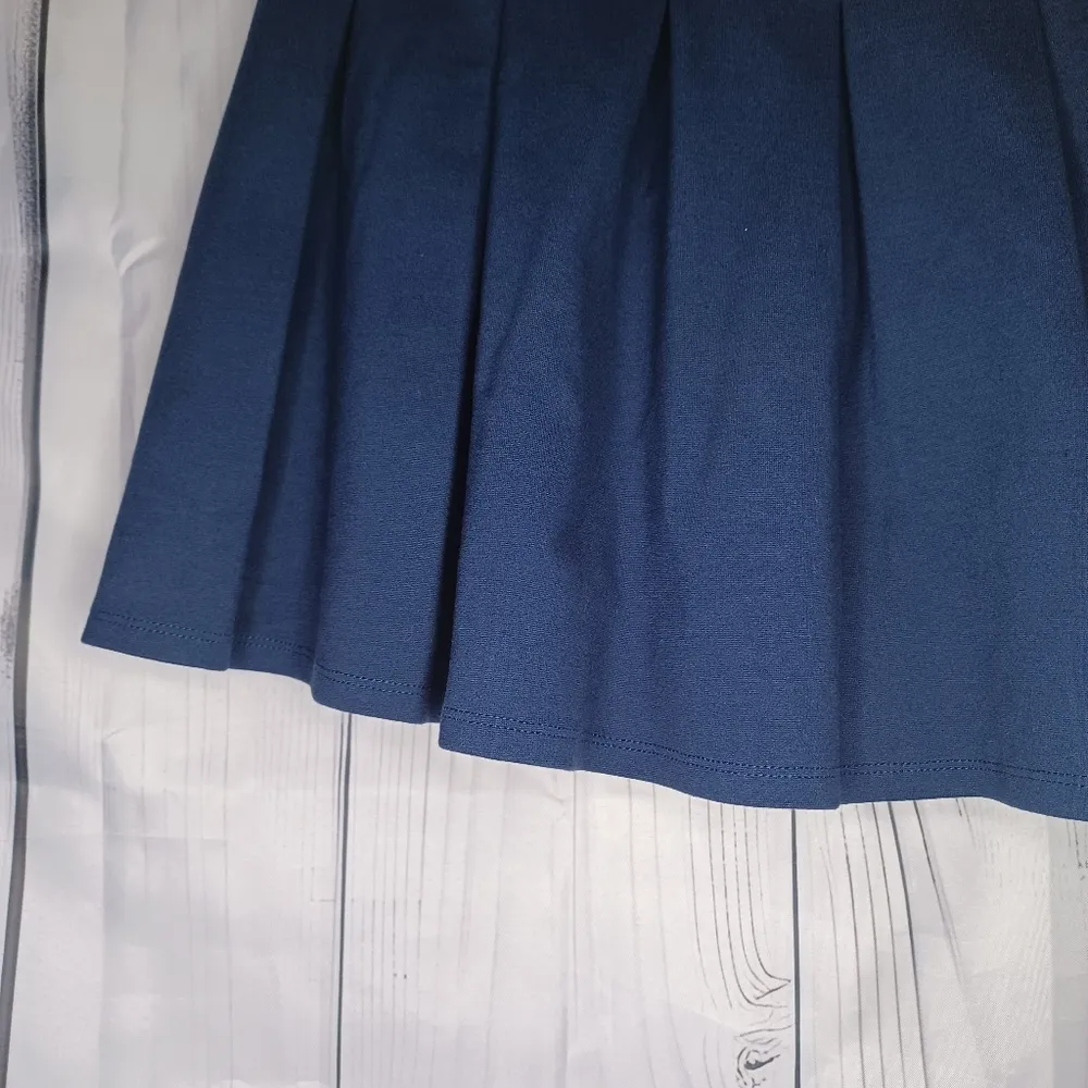 SO Navy Blue Pleated Mini Skater School Girl Skirt - Image 8