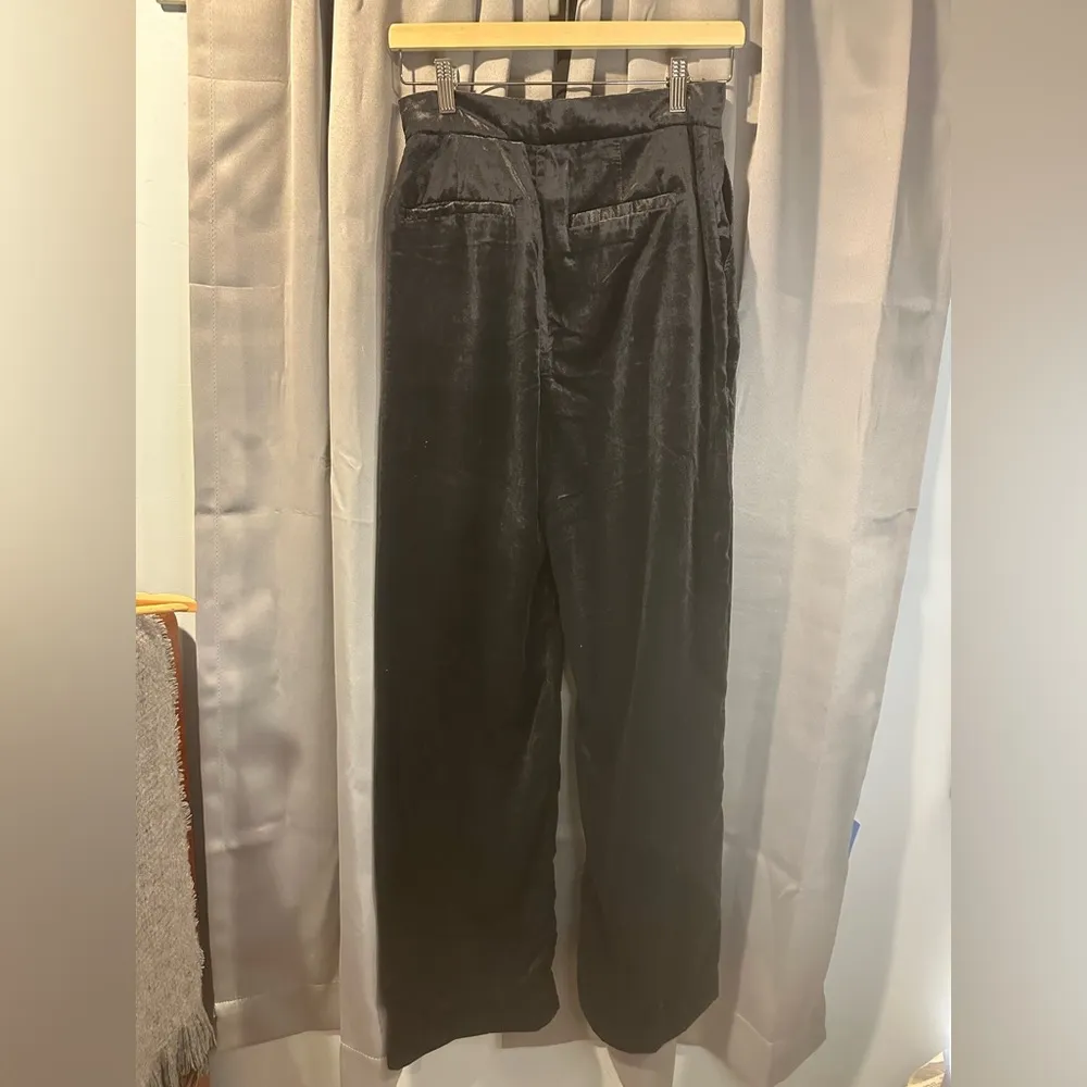 Splendid Women's Black Irene Pants Size 4 Wide legs soft velvet high waist pant - Image 8