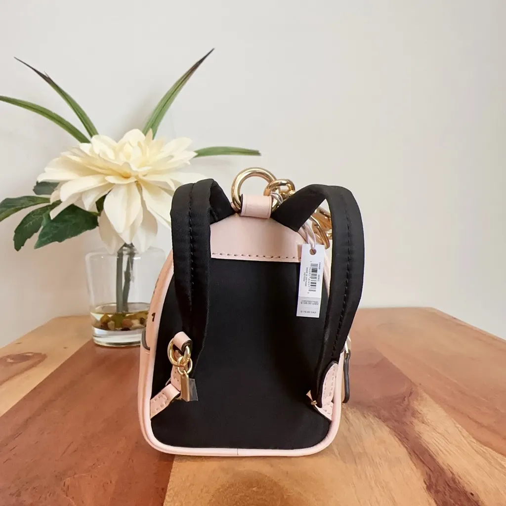 NWT Coach Mini‎ Court Backpack Bag Charm With Rosette Print - Image 3