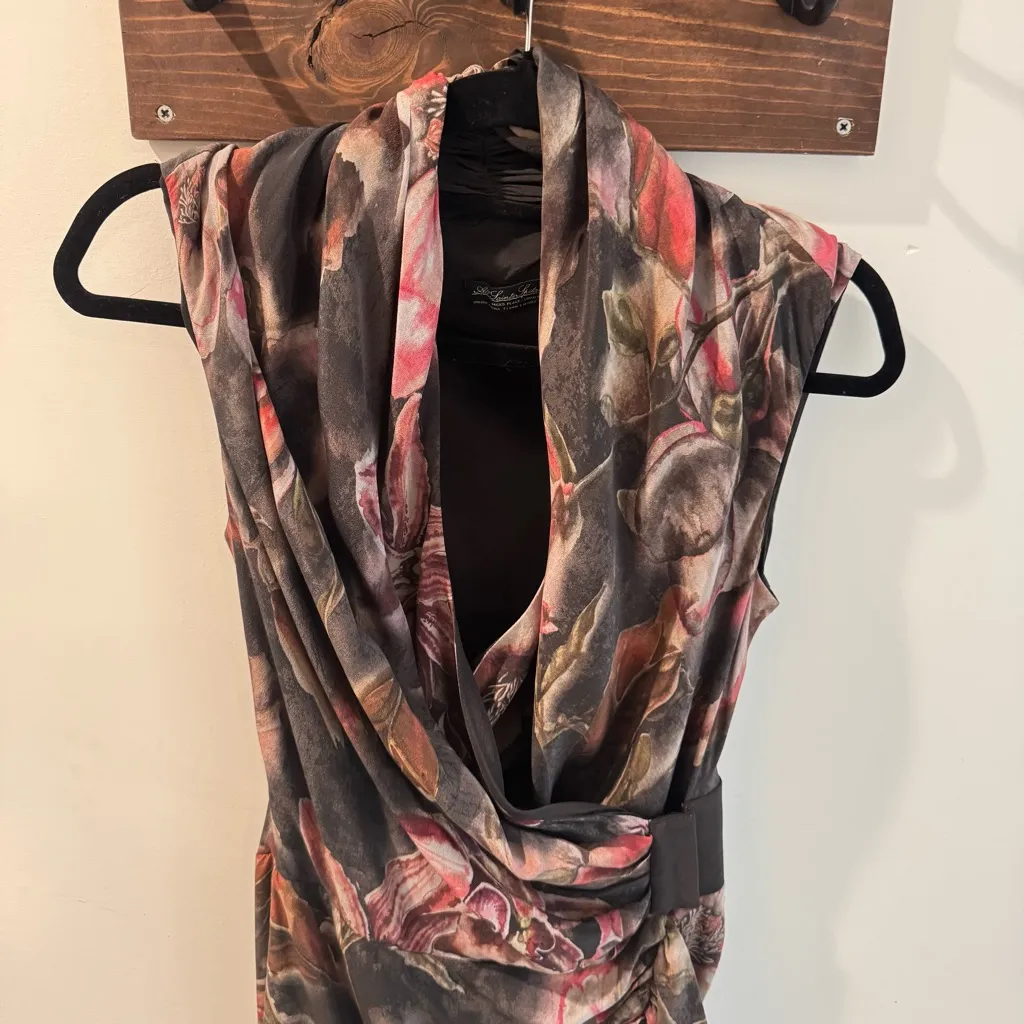 All Saints 100% Silk Floral Wrap Tropic Dress Size US 6 - Image 2
